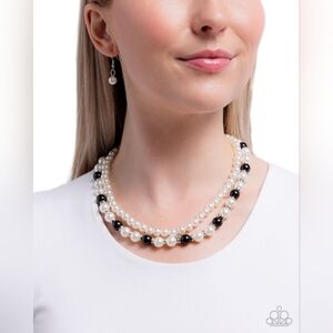 Paparazzi Black and White Necklace Elegant Choker